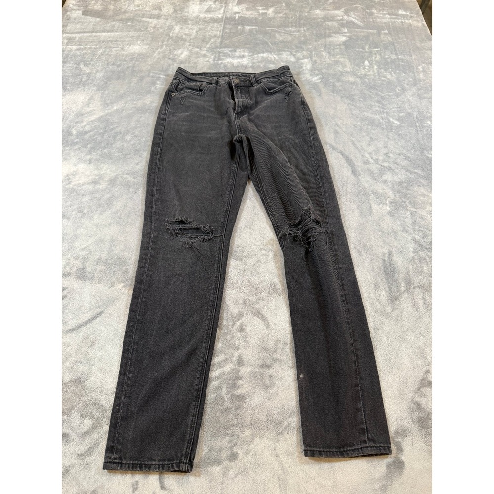 American Eagle Outfitters Women's Black Ripped Distressed Mom Jeans Size US 2